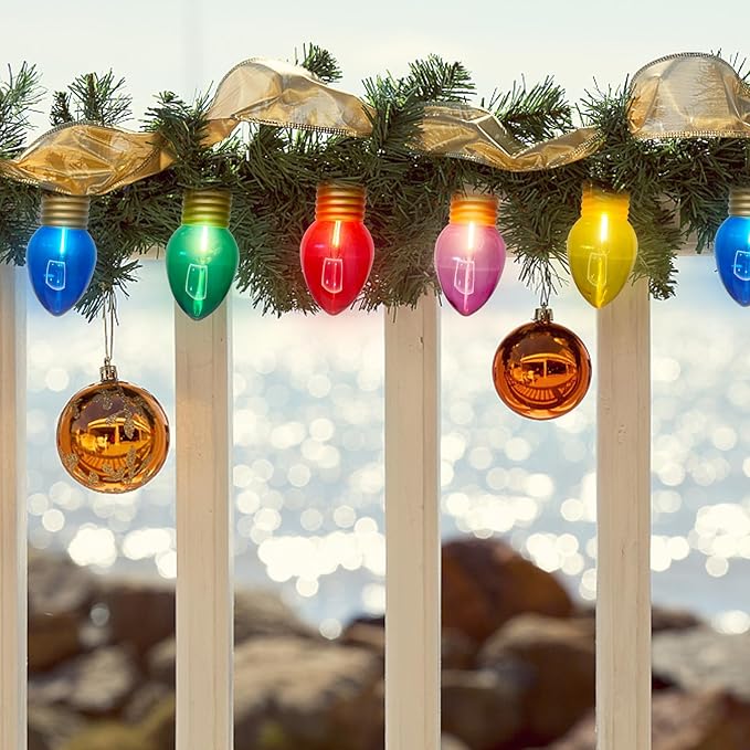 16Ft Jumbo LED Multicolor Christmas String Lights Outdoor with 10 C7 Clear Jumbo Multicolor Bulb, Connectable Hanging Christmas Lights for Indoor Outdoor Porch Patio Eave Xmas Trees Roof Decorations