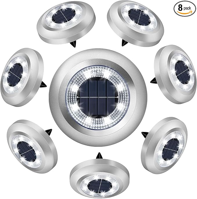 Solar Lights Outdoor,8 Pack Solar Garden Lights for Pathway,Yard,Deck,Lawn,Patio,Walkway,Driveway,Step（Brightwhite）