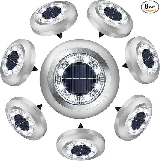 Solar Lights Outdoor,8 Pack Solar Garden Lights for Pathway,Yard,Deck,Lawn,Patio,Walkway,Driveway,Step（Brightwhite）