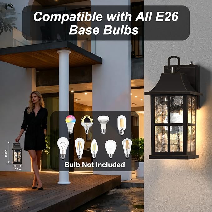 Modern Outdoor Wall Lights 2 Pack, Aluminium Dusk to Dawn Outdoor Lighting, Exterior Wall Lantern Waterproof Porch Light, Outside Light for House, Garage, Patio (Oil-Rubbed Bronze)