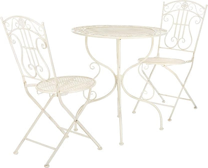 SAFAVIEH PAT5028A Outdoor Collection Semly Pearl White 3-Piece Bistro Set
