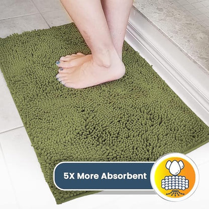 Muddy Mat® | Super Water Absorbent Door Mat Indoor, Microfiber Quick Dry Chenille Entryway Rug, Slip Resistant Front Door Mat, Indoor Mats for Entryway, Machine Washable Pet Rug, Army Green 48"x72"