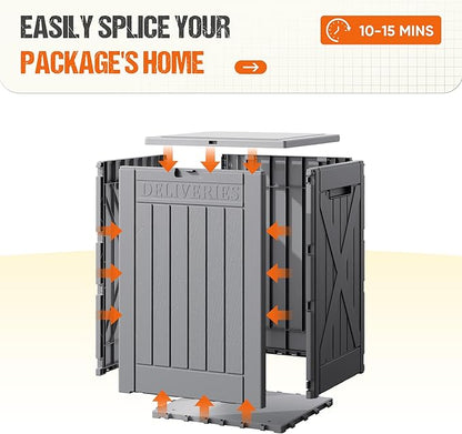 Flamaker 50 Gallon Deck Box, Package Delivery Box for Outside, Outdoor Package Drop Container for Gifts, Waterproof Plastic Storage Container with Lockable Secure for Porch (Gray)