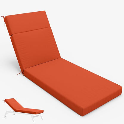 Chaise Lounge Cushion for Outdoor Furniture, Waterproof Fade and Tear Resistant Lounge Deck Chair Cushions for Patio Lawn Pool Resort Hotel