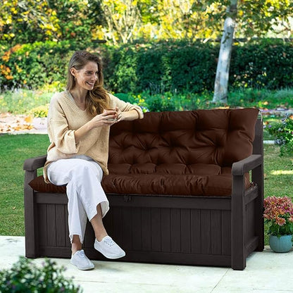 Swing Replacement Seat Cushions, 2-3 Seater Bench Cushions for Outdoor Furnitur with Backrest, Garden Recliner Seat Cushions Waterproof Sofa Pads (Brown, 40x40in)