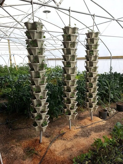 Vertical Gardening Planters - Mr Stacky Pots Can Use Any Growing Medium (Soil, Clay Pebbles, Vermiculte, Perlite, Coco Fiber) - Great for Hydroponics and Aquaponics Too - Build Your Own Stacking