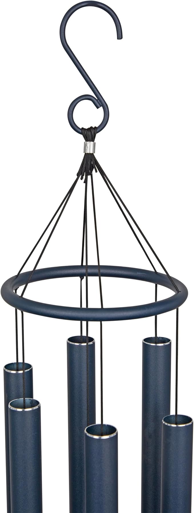Alpine Corporation 39" Aluminum Tuned Wind Chimes with Blue Gemstone Windcatcher, Blue