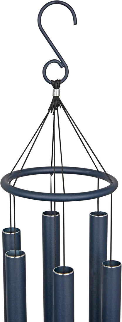 Alpine Corporation 39" Aluminum Tuned Wind Chimes with Blue Gemstone Windcatcher, Blue