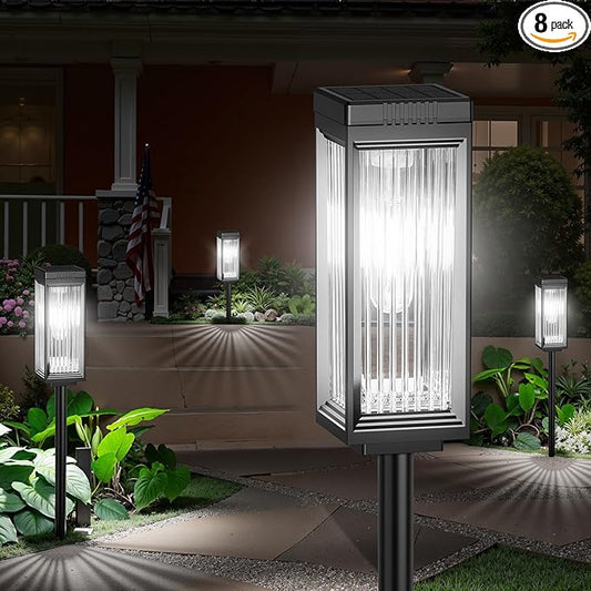 ELECLINK Solar Pathway Lights Outdoor, 8 Pack Upgraded Solar Lights Outdoor Waterproof, Bright Up to 15 Hrs Auto On/Off Garden Light for Yard Patio Lawn Path Walkway Driveway Outside Decor(Cool White)