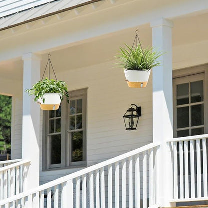 ZMTECH 12 Inch Hanging Planters for Indoor Plants, 3 Pack Self Watering Hanging Planter with Visual Reservoir, Hanging Pots for Plants Outdoor with Drainage Hole and Plant Hanger(3 Pack, White)
