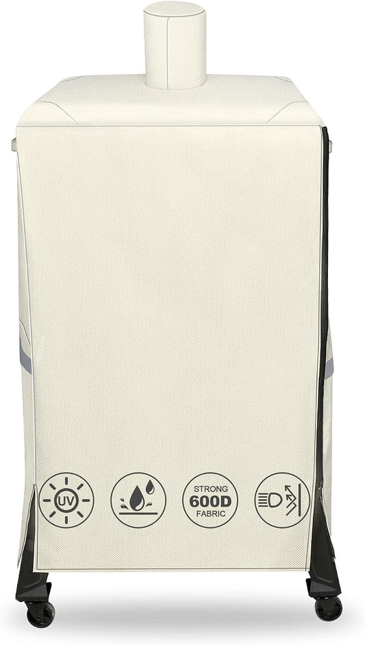 QuliMetal Vertical Smoker Cover for Pit Boss 4/5/7 Series Vertical Smokers, PBV4PS1, PBV5PW1, PBV4PS2, PBV5P1, 600D Waterproof Fade Resistant Grill Cover with Zipper Design for Pitboss 73550, Beige