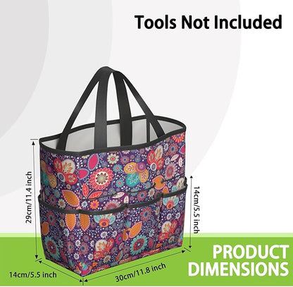 Paisley Garden Tool Bag - Waterproof Garden Tote with 8 Pockets, Large Storage Home Organizer Gardening Tool Oxford Bag for Garden Tools Kits Holder, Ideal Outdoor Gardening Gift for Women & Men