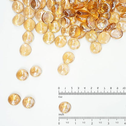 19 Pound Fire Glass Beads for Fire Pit 1/2 inch Tempered Glass Rocks Light Amber