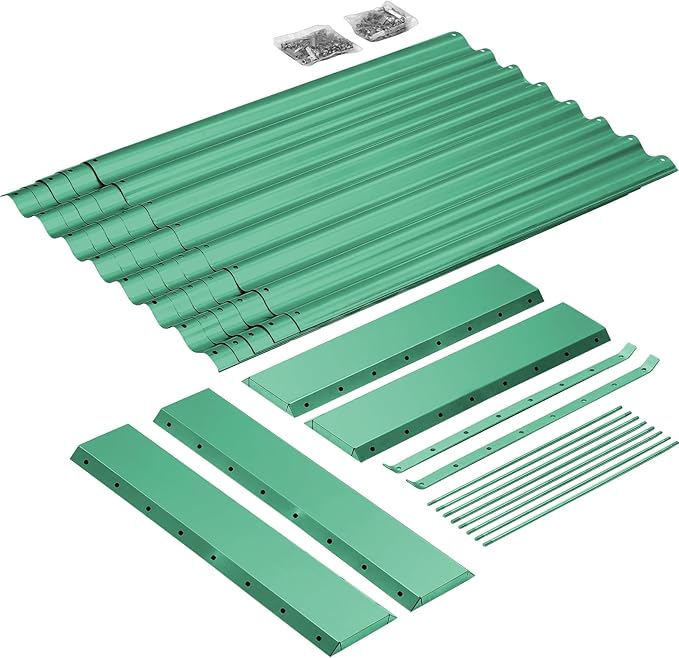 Land Guard 8×4×2 ft Galvanized Raised Garden Bed Kit, Galvanized Planter Raised Garden Boxes Outdoor, Rectangular Large Metal Raised Garden Beds for Vegetables(Green)…