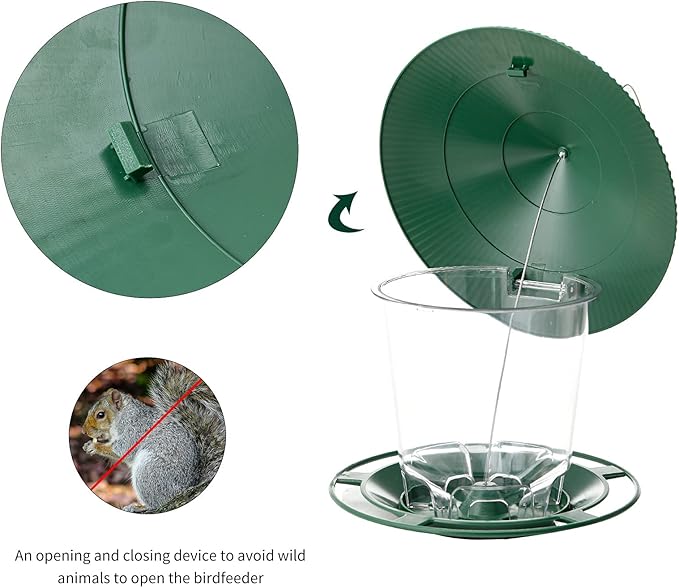 Hanizi Bird Feeder Outdoor Hanging for Wild Bird Seed, Green