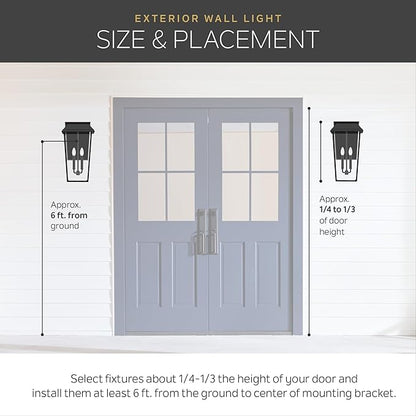 Kichler Courtyard 17.75" 1 Light Outdoor Wall Light with Clear Seeded Glass in Textured Black