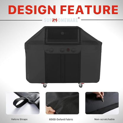 Suphomeware 63 Inch BBQ Grill Cover for New 2022 Weber Genesis 300 Series, Heavy Duty Barbecue Covers Compared to Weber 7757, Black