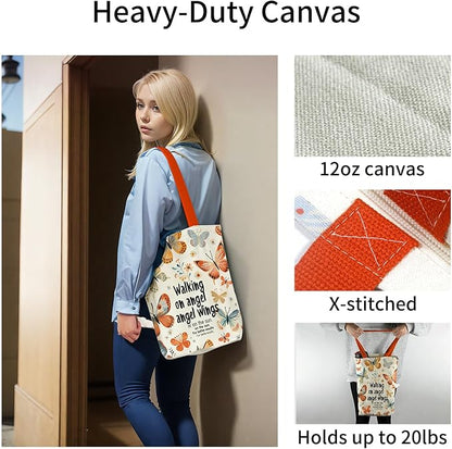 itgowisa Canvas Tote Bag for Women, Tote Bag with Zipper Inner Pocket, Zippered Canvas Bag for Shopping Work Grocery Everyday