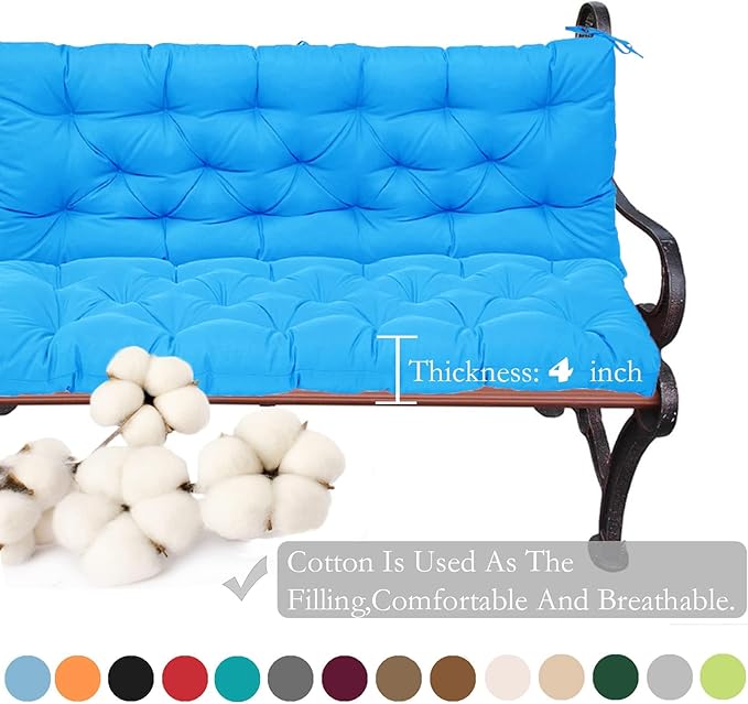 Replacement Cushions for Swing, Swing Cushions 3 Seater Replacement, Waterproof Thicken Washable Pad Cushion for Outdoor Indoor Furniture Swing Patio (Sky Blue, 40x60 inch)