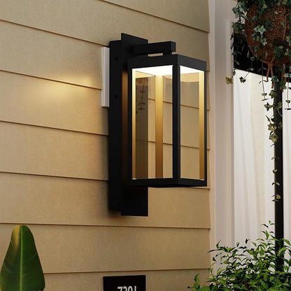 Outdoor Wall Light Fixtures, Outdoor Light Fixtures Wall Mount, Wall Sconce Lighting with Led Bulbs, Anti-Rust Modern Matte Black Outside Lights for Patio Front Door Entryway Garage
