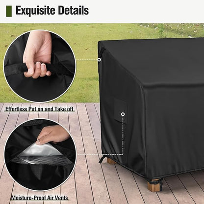 MR.COVER 3-Seater Outdoor Couch Cover Waterproof, Patio Furniture Cover for Sofa, Heavy Duty Outdoor Sofa Covers, Polyester & Double-Stitched Seams, Fits up to 87" W x 37" D x 35" H, Classic Black