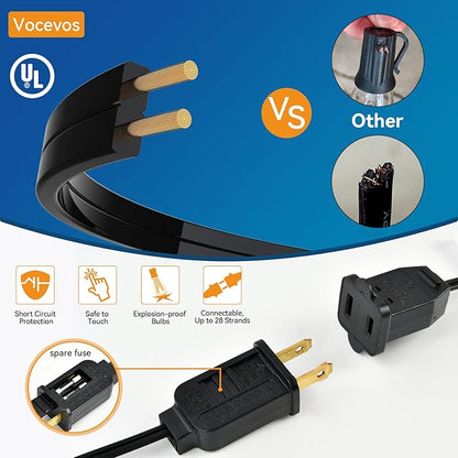 Vocevos Outdoor String Lights, 50FT Heavy Duty Patio String Lights with 26 LED Dimmable Plastic Shatterproof Bulbs, ST38 0.6W Waterproof Light Strings for Backyard, Porch, Bistro, Cafe, 2700K