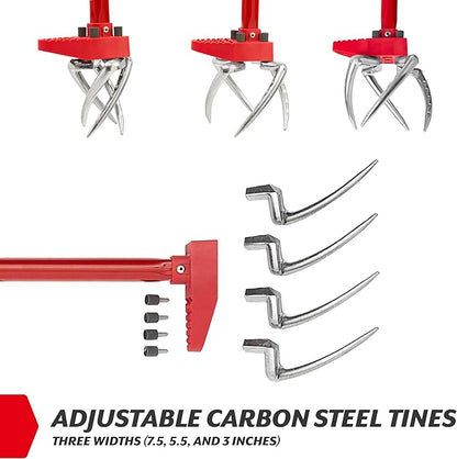 Garden Weasel Claw Pro Garden Tiller and Cultivator Tool – Twist-Action Soil Loosener with Adjustable Carbon Steel Tines, Ergonomic Handle, and Footplate Latest Model 91334-3