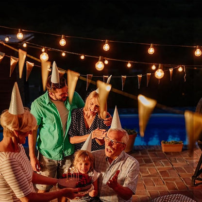 COOS BAY Outdoor Solar Powered String Lights 50 Feet G40 with 25 Shatterproof Bulbs (2 Spare), 4 Lighting Modes for Garden, Porch, Patio Gazebo Canopy Decor - Waterproof, E12 Base, 2700K