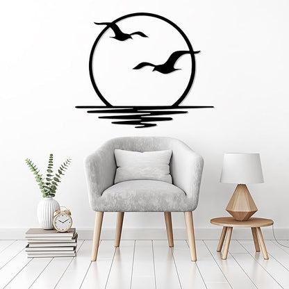 Sunrise Metal Wall Art, Sunset Metal Wall Decor for Living Room, Sunshine Line Art Home Decor Outdoor Indoor, Sun Design Modern Artwork for Walls, Abstract Sunset Wall Decor, Housewarming Gifts