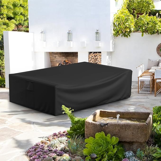Patio Furniture Covers Waterproof for Coffee Table Cover, Heavy Duty Durable Rectangular Outdoor Coffee Table Cover, 48L x 28Wx 13H inches, Black