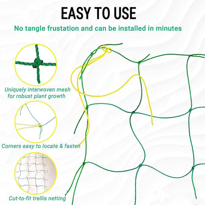 Trellis Netting for Climbing Plants - Heavy Duty Garden Trellis Netting for Cucumber, Vine, Fruits & Vegetables Tomato Plants Trellis Net, Climbing Vining Plants 10' x 7'Ft Green