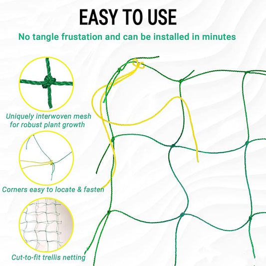 Trellis Netting for Climbing Plants - Heavy Duty Garden Trellis Netting for Cucumber, Vine, Fruits & Vegetables Tomato Plants Trellis Net, Climbing Vining Plants 10' x 7'Ft Green