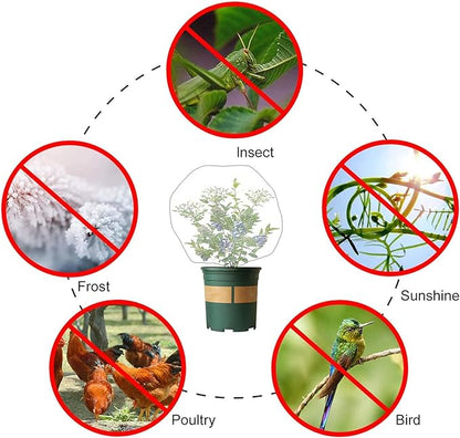 4 Pack Garden Neting Plant Insect Bird Barrier Mesh with Drawstring 4Ft x 4.6Ft Mesh Plant Covers Freeze Protection Tomato Barrier Bag for Garden Flower Blueberry Vegetables Fruits Bird Eating