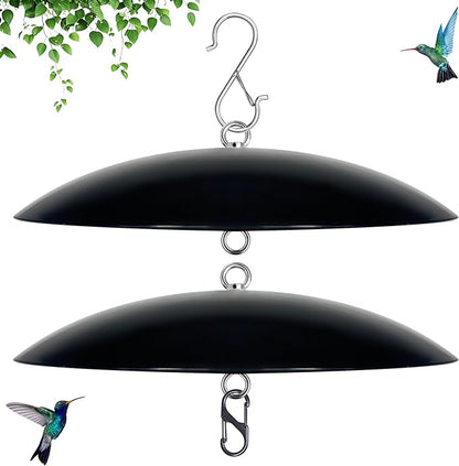 12" Bird Feeder Dome, Hummingbird Feeder Rain Guard,Weather Cover in Outdoors,Squirrel Baffle for Hanging Feeders, (Black),2 Pack