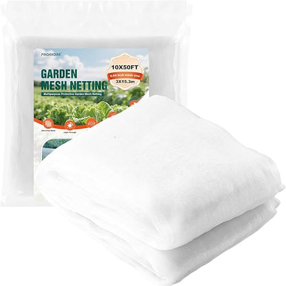 Garden Netting, Fine Mesh Insect Netting, 10x50FT, Plant Cover Raised Bed, Row Cover Makes Plants, Vegetables, Fruits, and Flowers Grow Better
