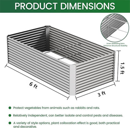FRIZIONE 2pcs Tall 6x3x1.5ft Galvanized Raised Garden Bed Outdoor,Steel Garden Bed for Vegetables,Above Ground Garden Box for Flower,Metal Raised Beds for Gardening