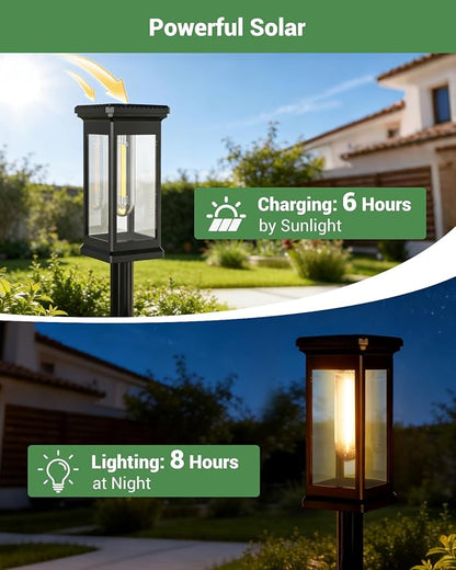 HZE Garden Hose Holder, Freestanding Water Hose Reel Stand for Outside with Solar Light, Heavy Duty Detachable Metal Storage Rack Holds 160 FT for Yard Lawn Farm, Black