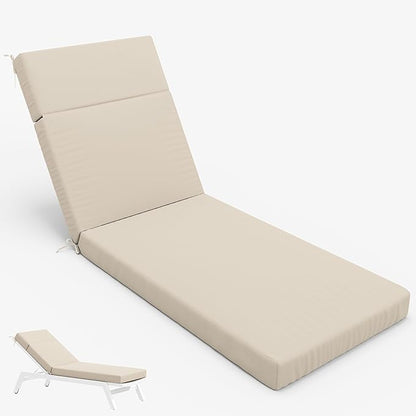 Chaise Lounge Cushion for Outdoor Furniture, Waterproof Fade and Tear Resistant Lounge Deck Chair Cushions for Patio Lawn Pool Resort Hotel