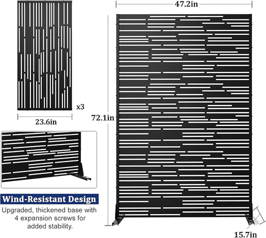 Outdoor Privacy Screen,72" H×47" W Metal Privacy Screen, Freestanding Privacy Fence Panels for Patio