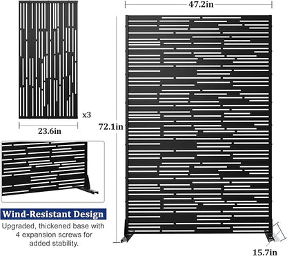 Outdoor Privacy Screen,72" H×47" W Metal Privacy Screen, Freestanding Privacy Fence Panels for Patio