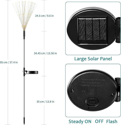 JJGoo Solar Firework Lights, 2 Pack 180 LEDs 2 Lighting Modes Solar Lights Outdoor Waterproof for Garden Patio Walkway Pathway Party Wedding Christmas Decorative - Orange