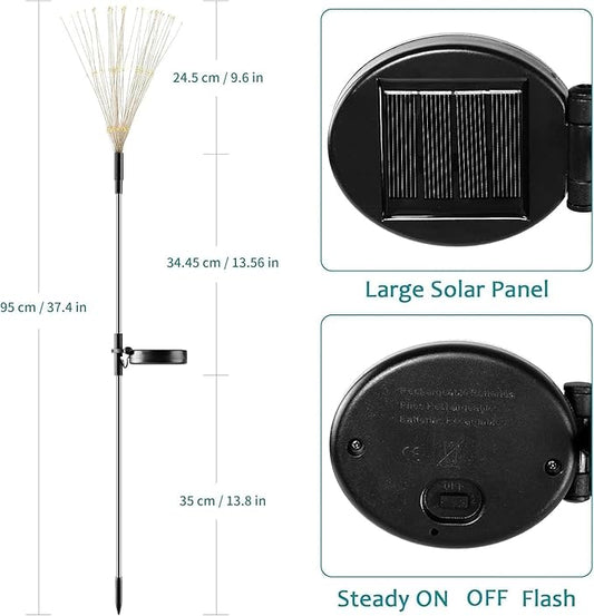 JJGoo Solar Firework Lights, 2 Pack 180 LEDs 2 Lighting Modes Solar Lights Outdoor Waterproof for Garden Patio Walkway Pathway Party Wedding Christmas Decorative - Orange