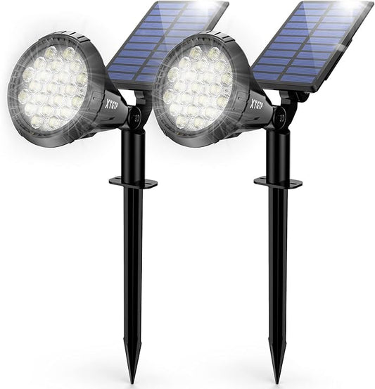 Solar Spot Lights Outdoor, 21 LEDs Solar Outdoor Lights Auto On/Off with 3 Modes, IP67 Waterproof Yard Spotlight Landscape Lighting Garden Wall Lights, 2-in-1 Solar Powered Lights, 2Pack
