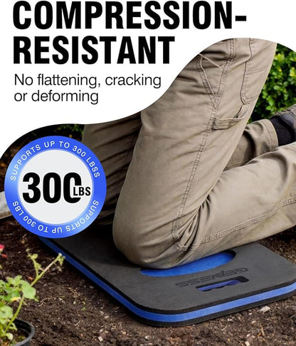 1.1" Extra Thick Garden Kneeling Pad, Comfortable Foam Knee Pad with Handle & Tool Tray, Durable Supportive Knee Cushion for Gardening, Garage Work, Workshop Repairing, 17.5"x12", Black & Blue