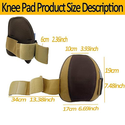 Work Knee Pads Made of Genuine leather and Durable Rubber Thick EVA Foam Cushion| Suitable for Mechanical Repairs and Yard Work |With Adjustable Straps Brown