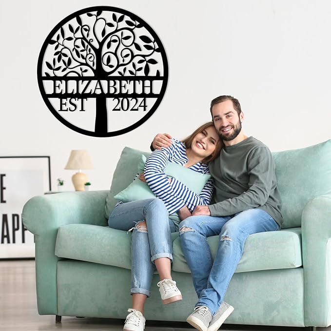 Personalized Metal Tree of Life Wall Sign | Custom Family Name Sign | Outdoor Balcony Decor | Wedding Housewarming Gift