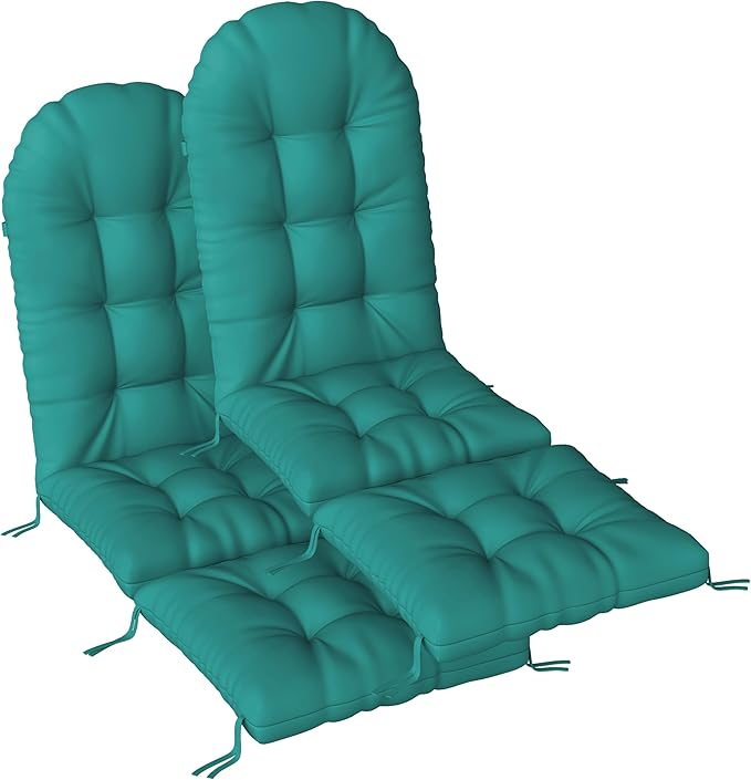 Adirondack Chair Cushion with Ottoman, Folding Adjustable Adirondack Seat Cushions, Waterproof Adirondack Patio Chair Pads for Garden, Deck, or Poolside, Small-Lake Blue-2