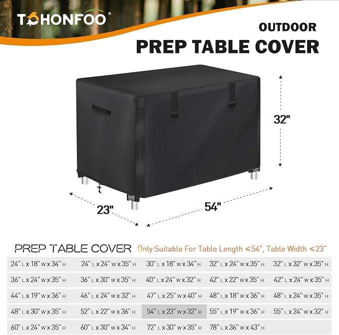 Outdoor Prep Table Cover with Split Zipper for 52 Inch Keter Unity XL Portable Outdoor Table, Compatible with 52 inch Outdoor Utility Cart and Storage Cabinet, 54"L x 23"W x 32"H