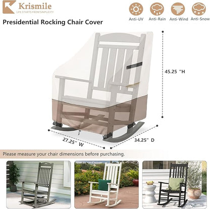Outdoor Rocking Chair Cover, Heavy Duty 600D Patio Chair Winter Cover for 27" W x 34" D x 45" H, Beige