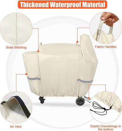 Grill Cover for Pit Boss Pro Series 850, 820 Deluxe/ 820D/ 820FB/ 820D3/ 820SC/ 820XL 820PS1 820CS1 Competition, Sportsman 820 Wood Pellet Grills, Grill Cover with Elastic Drawstrings, Beige